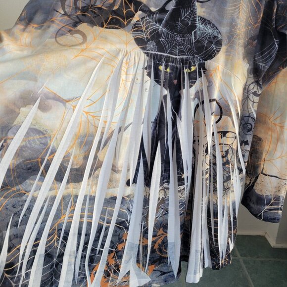 One World Top Witchy Gothic Cat High Low Hem Halloween Top (Size: XL) - Picture 5 of 15